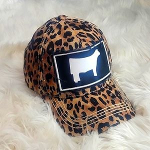 Leopard Print Western cow trucker hat